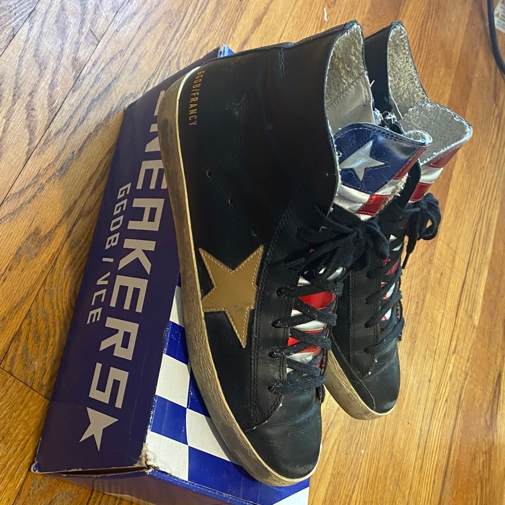 Golden Goose Black and Gold High-Tops Men’s 10